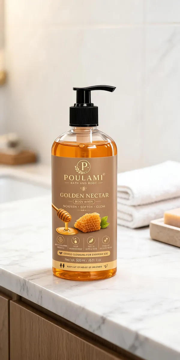 Poulami_Golden_Nectar_Honey_Almond_Nourishing_Body_Wash_500Ml