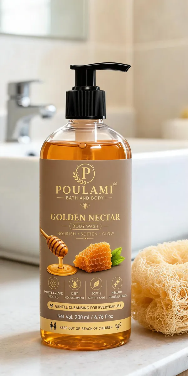 Poulami_Golden_Nectar_Honey_Almond_Nourishing_Body_Wash_200Ml