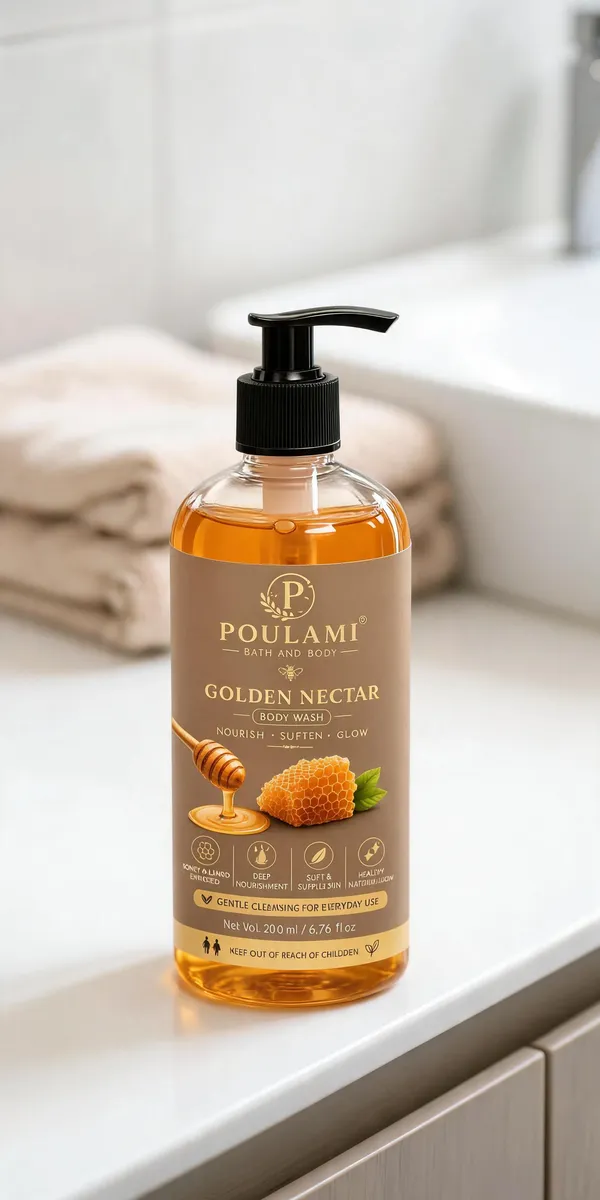 Poulami_Golden_Nectar_Honey_Almond_Nourishing_Body_Wash_200Ml