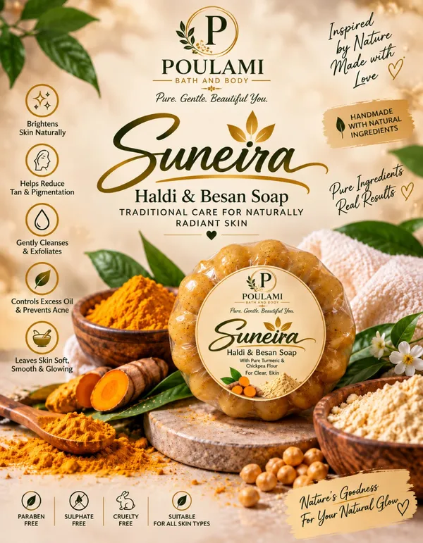 Poulami_Suneira_Haldi_Besan_Exfoliating_Soap_100Gm_Pack_of_2