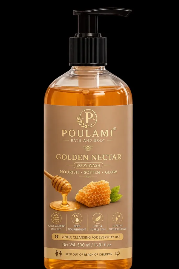 Poulami_Golden_Nectar_Honey_Almond_Nourishing_Body_Wash_500Ml