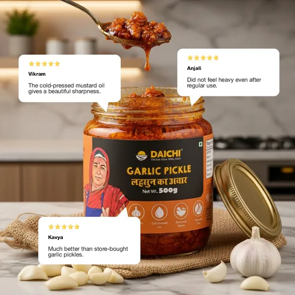 Daichi_Garlic_Pickle_In_Cold-pressed_Mustard_Oil_|_Crafted_with_love_by_women_artisans_|_Sun_cured_|_In-house_spices_|_No_Preservatives