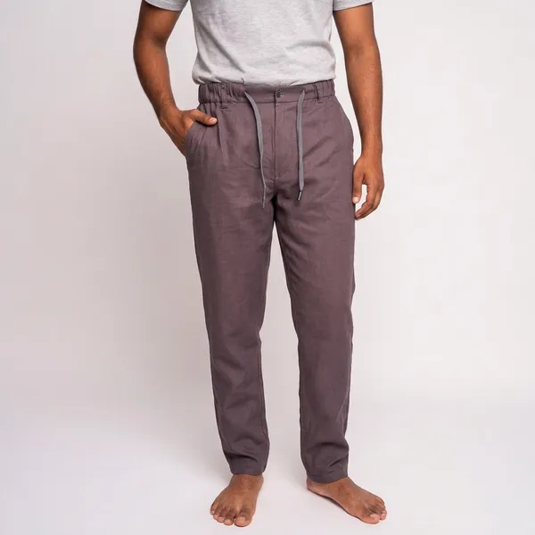 Brown_Cotton_Linen_Relaxed_Fit_Drawstring_Trousers_For_Men