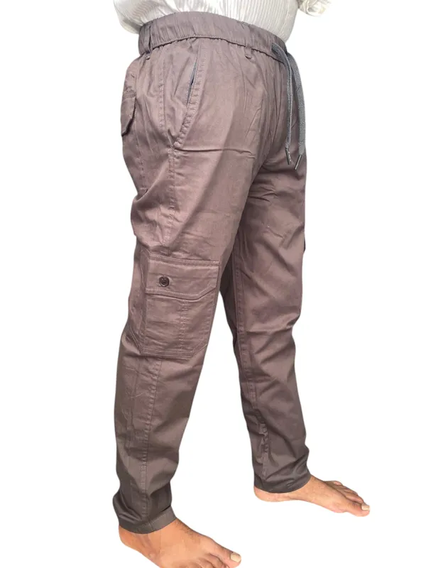 Grey_Cotton_Twill_Cargo_Jogger_Pants_For_Men