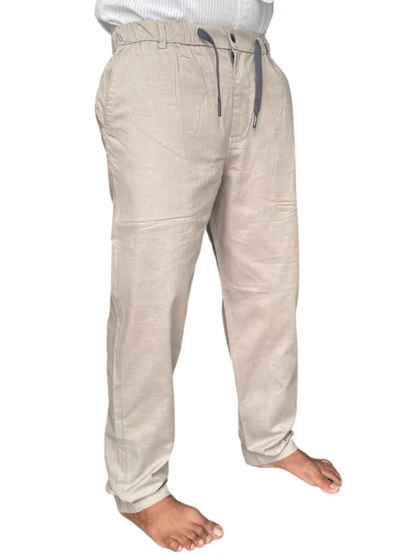 Beige_Cotton_Linen_Relaxed_Tapered_Jogger_Pants_For_Men