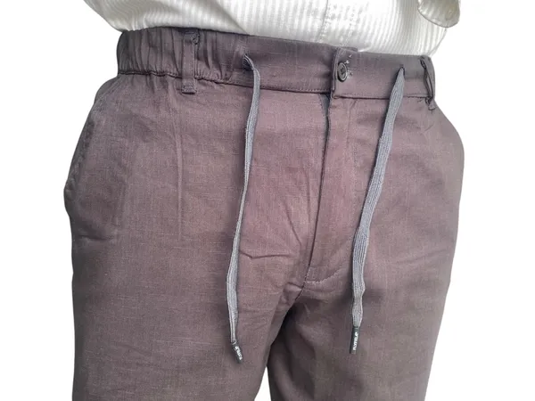 Brown_Cotton_Linen_Relaxed_Fit_Drawstring_Trousers_For_Men