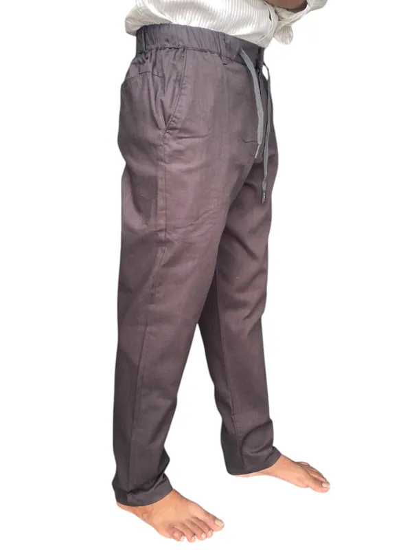 Brown_Cotton_Linen_Relaxed_Fit_Drawstring_Trousers_For_Men