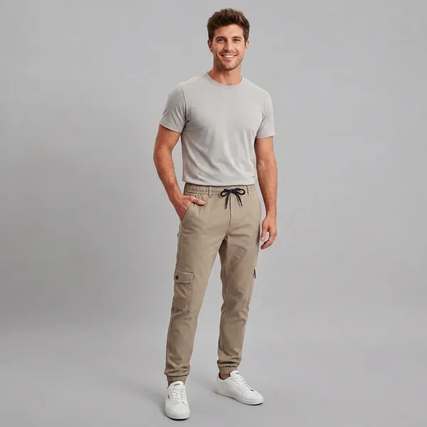 Beige_Cotton_Twill_Relaxed_Fit_Cargo_Jogger_Pants_For_Men