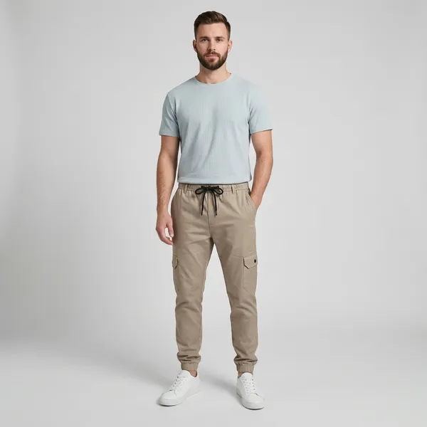 Beige_Cotton_Twill_Relaxed_Fit_Cargo_Jogger_Pants_For_Men