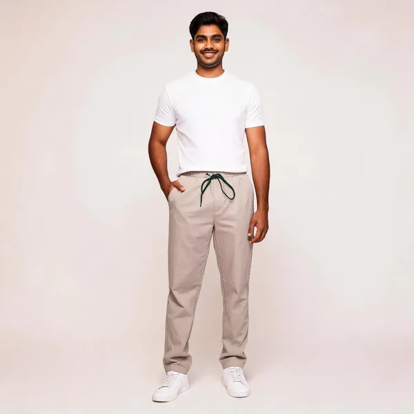 Beige_Cotton_Twill_Relaxed_Fit_Drawstring_Trousers_For_Men
