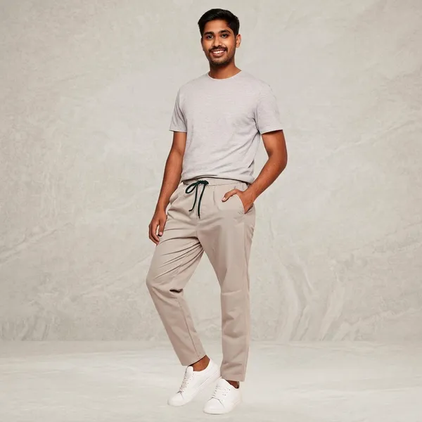 Beige_Cotton_Twill_Relaxed_Fit_Drawstring_Trousers_For_Men