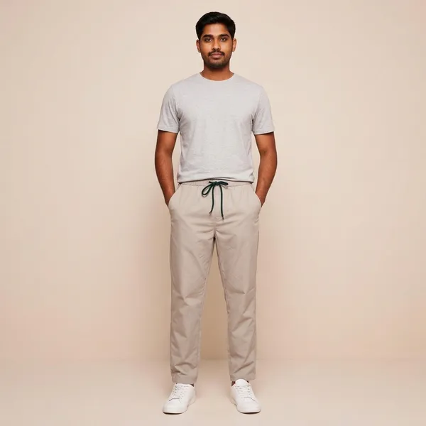 Beige_Cotton_Twill_Relaxed_Fit_Drawstring_Trousers_For_Men