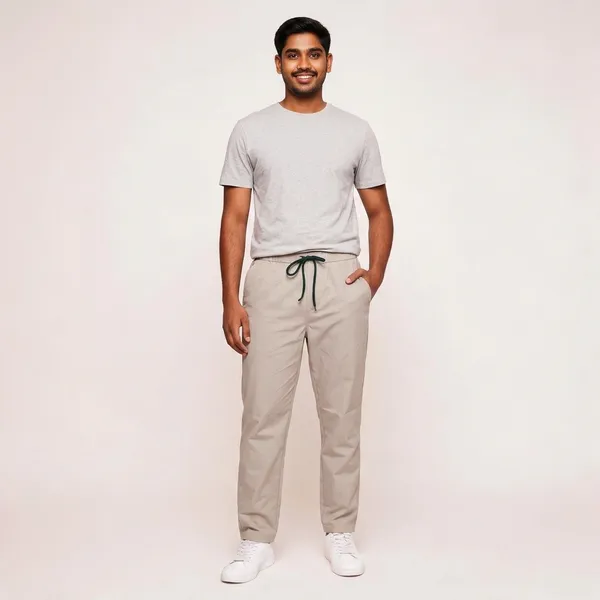 Beige_Cotton_Twill_Relaxed_Fit_Drawstring_Trousers_For_Men