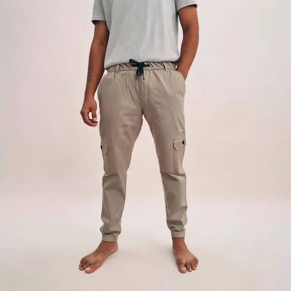Beige_Cotton_Twill_Relaxed_Fit_Cargo_Jogger_Pants_For_Men