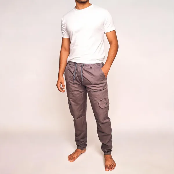 Grey_Cotton_Twill_Cargo_Jogger_Pants_For_Men