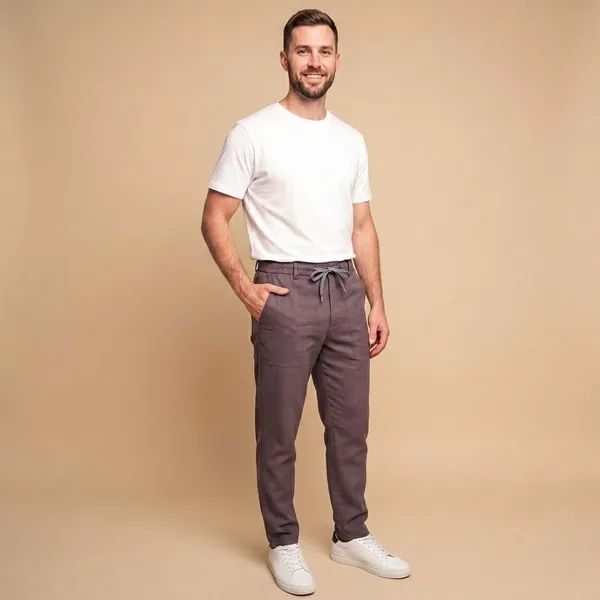 Brown_Cotton_Linen_Relaxed_Fit_Drawstring_Trousers_For_Men