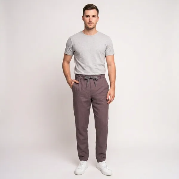 Brown_Cotton_Linen_Relaxed_Fit_Drawstring_Trousers_For_Men