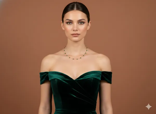 Gold_Emerald_Stone_Round_Single_Layer_Chain