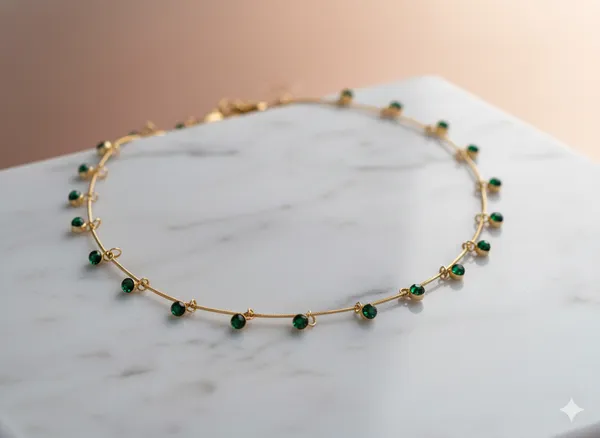 Gold_Emerald_Stone_Round_Single_Layer_Chain