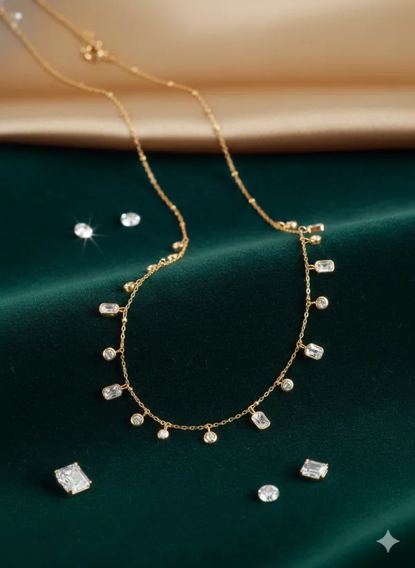 Gold_Rectangle_Clear_Stone_Chain