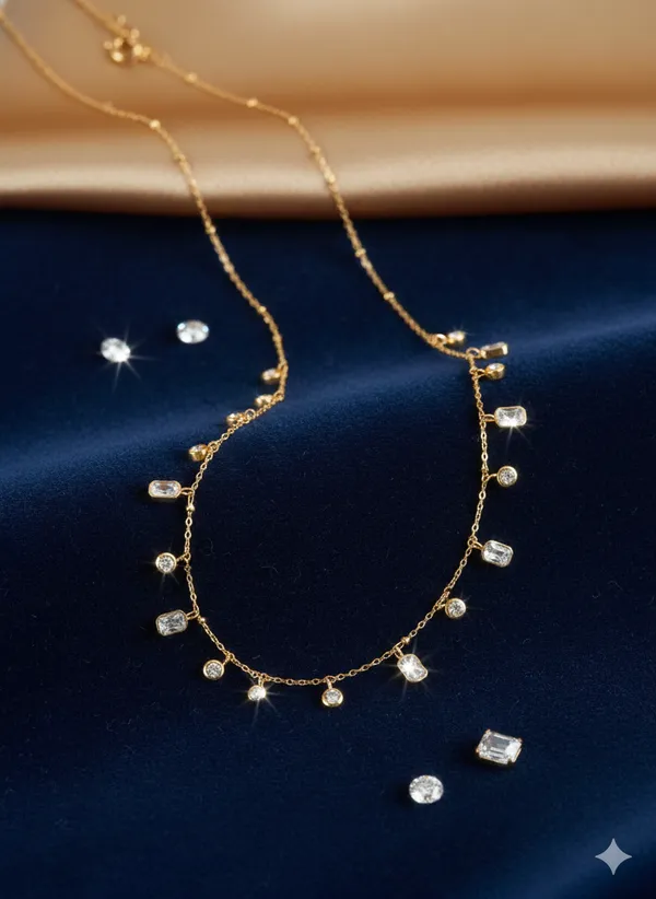 Gold_Rectangle_Clear_Stone_Chain