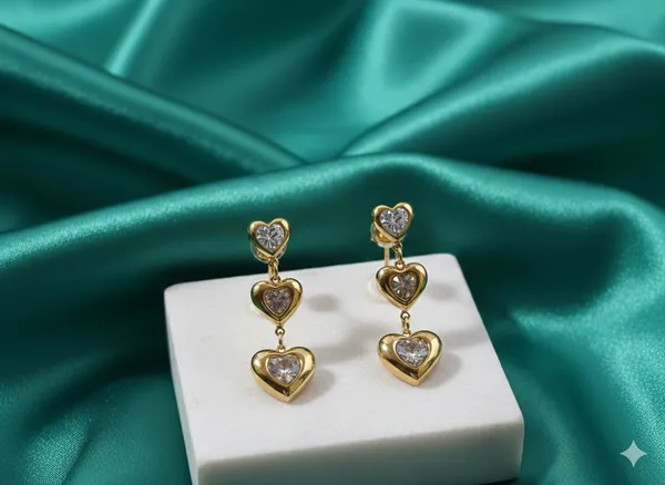 Gold_Clear_Stone_Heart_Hanging_Earrings