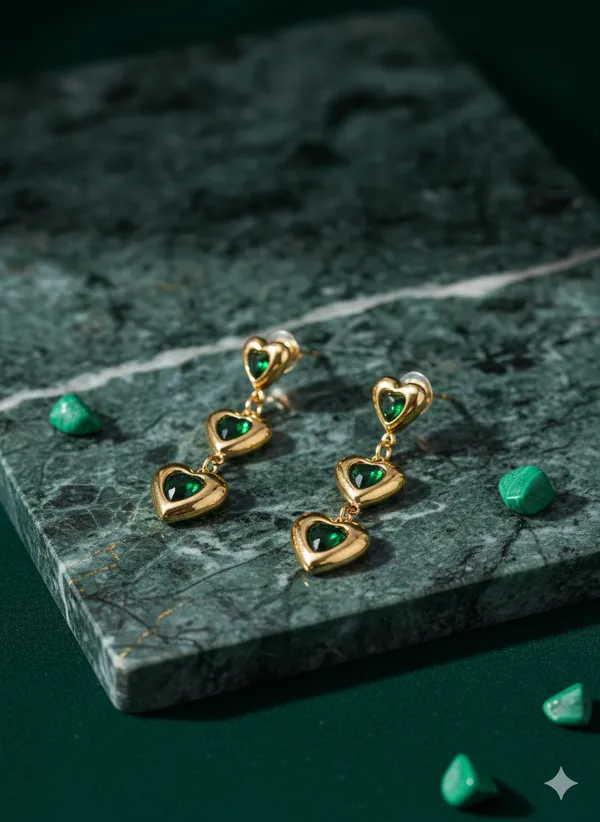 Gold_Emerald_Heart_Hanging_Earrings
