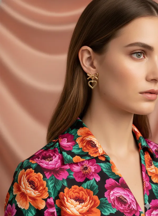Gold_Heart_And_Bow_Earrings
