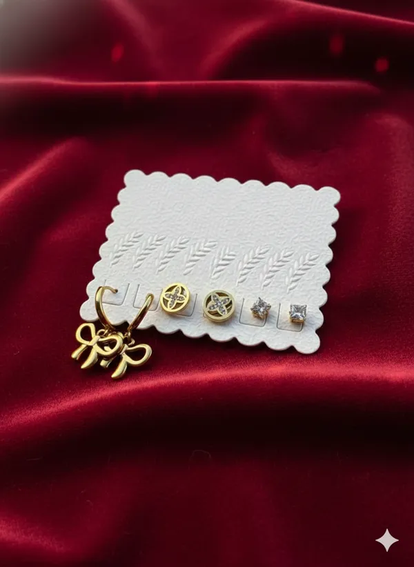 Gold_Bow_Hoop_Multi_Earrings