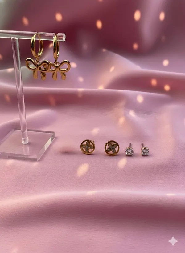 Gold_Bow_Hoop_Multi_Earrings