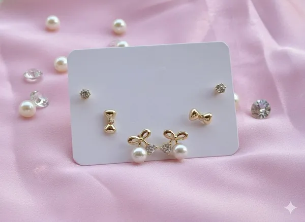 Gold_Bow_Studded_Multi_Earrings
