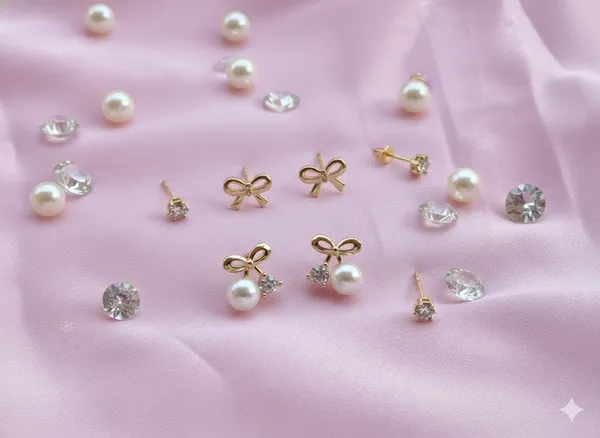 Gold_Bow_Studded_Multi_Earrings