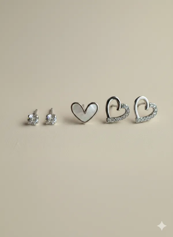 Gold_Heart_Studded_Multi_Earrings
