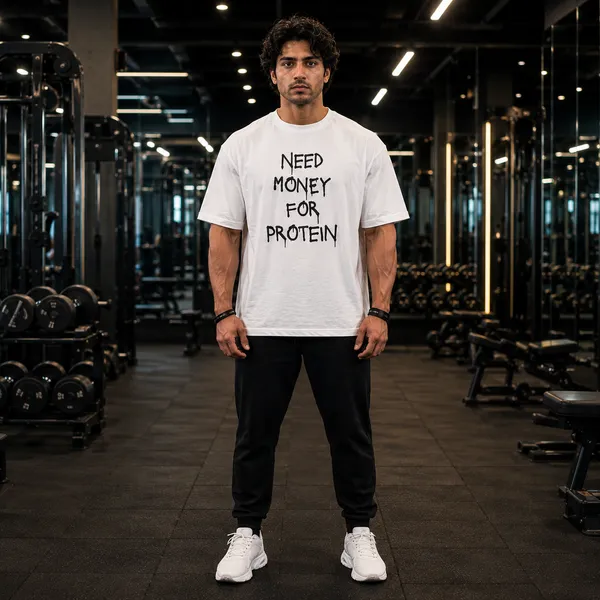 Need_Money_for_Protein_Oversized_White_Graphic_Print_T-Shirt