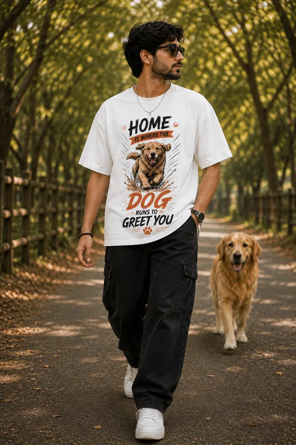 Home_is_Where_the_Dog_Runs_to_Greet_You_Oversized_White_Graphic_Print_T-Shirt