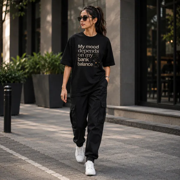 My_Mood_Depends_on_my_Bank_Balance_Oversized_Black_Graphic_Print_T-Shirt