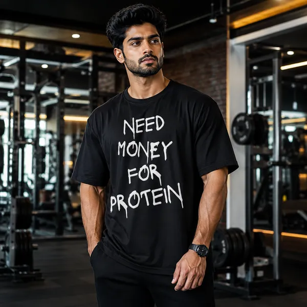 Need_Money_for_Protein_Oversized_Black_Graphic_Print_T-Shirt