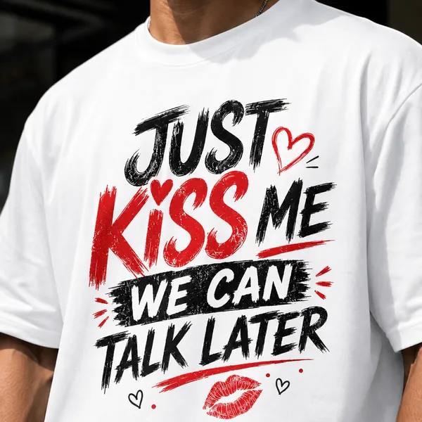 Just_Kiss_Me_We_Can_Talk_Later_Oversized_White_Graphic_Print_T-Shirt