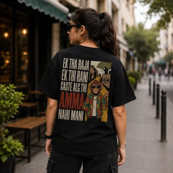 Ek_Tha_Raja_Ek_Thi_Rani_Oversized_Black_Graphic_Print_T-Shirt