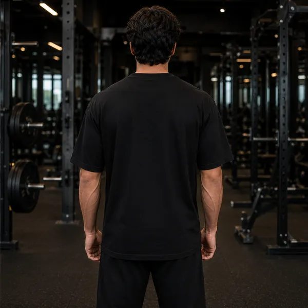 Today_Pain_is_Tommorow's_Power_Oversized_Black_Graphic_Print_T-Shirt