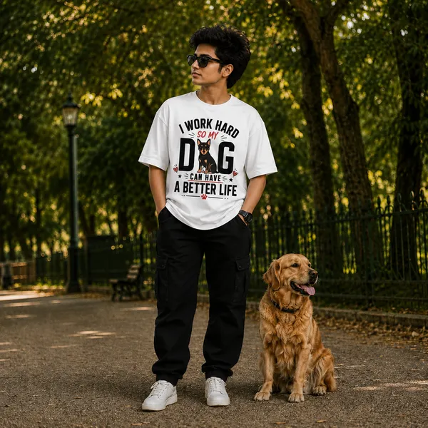 I_Work_Hard_So_my_Dog_Can_Have_a_Better_Life_Oversized_White_Graphic_Print_T-Shirt