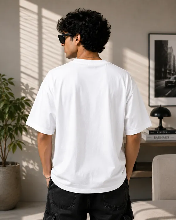 I'm_Late._I_Saw_a_Cat_Casual_Fit_White_Graphic_Print_T-Shirt