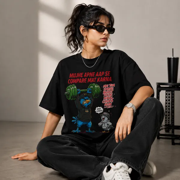 Mujhe_Apne_Aap_Se_Compare_Mat_Karna_Oversized_Black_Graphic_Print_T-Shirt