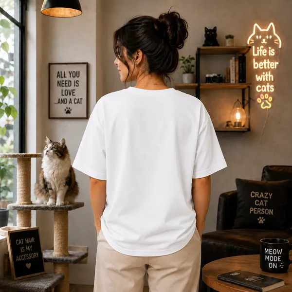 Purrfect_Mindset_Casual_Fit_White_Graphic_Print_T-Shirt