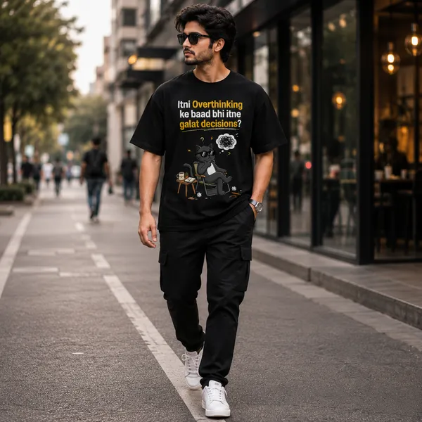 Itni_Overthinking_Ke_Baad_Bhi_Itne_Glat_Relaxed_Fit_Black_Graphic_Print_T-Shirt