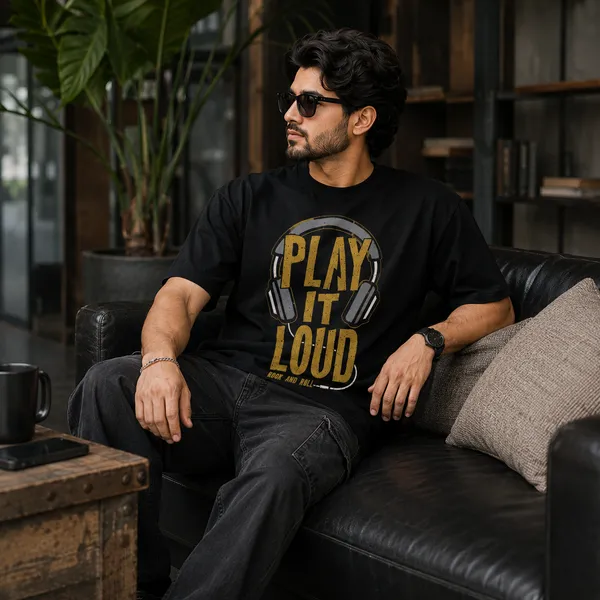 Play_It_Loud_Oversized_Black_Graphic_Print_T-Shirt