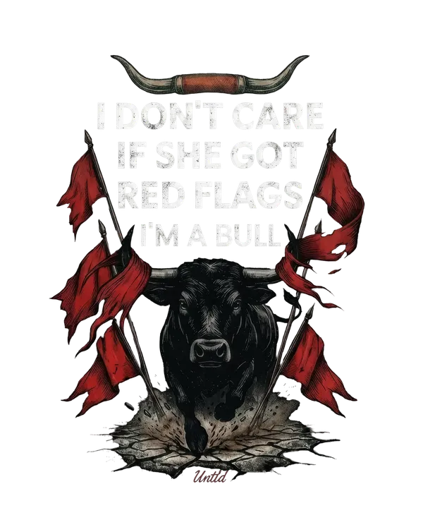 I_Don't_Care_If_She_Got_i'm_a_Bull_Oversized_Black_Graphic_Print_T-Shirt