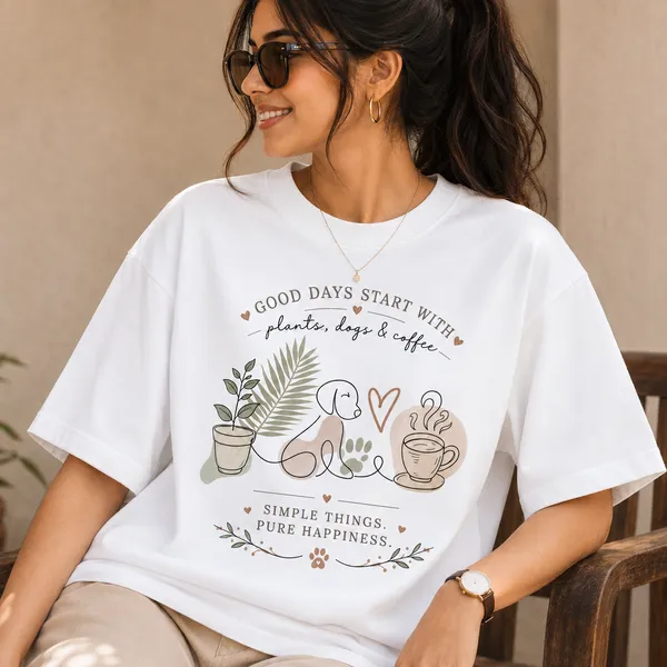 Plants_•_Dogs_•_Coffee_Oversized_White_Graphic_Print_T-Shirt