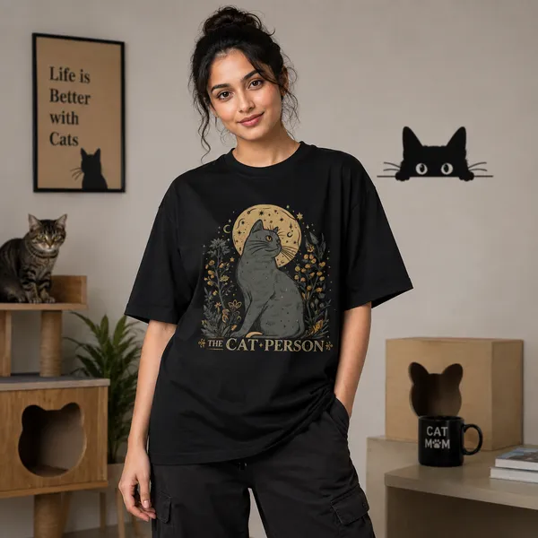 Cat_Person_Oversized_Black_Graphic_Print_T-Shirt