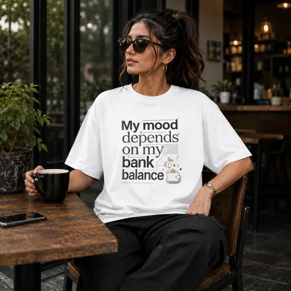My_Mood_Depends_on_my_Bank_Balance_Oversized_White_Graphic_Print_T-Shirt